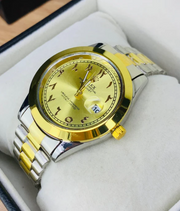 Luxury Two Tone Arabic Watch With Date Adjustment