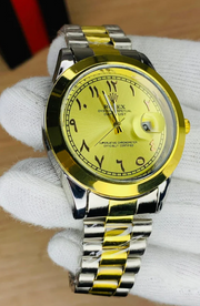 Luxury Two Tone Arabic Watch With Date Adjustment