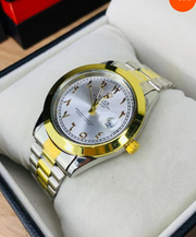 Luxury Two Tone Arabic Watch With Date Adjustment